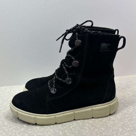 SOREL Explorer III Joan Waterproof Boot Boots Women's 10 Black Chalk - Picture 1 of 13